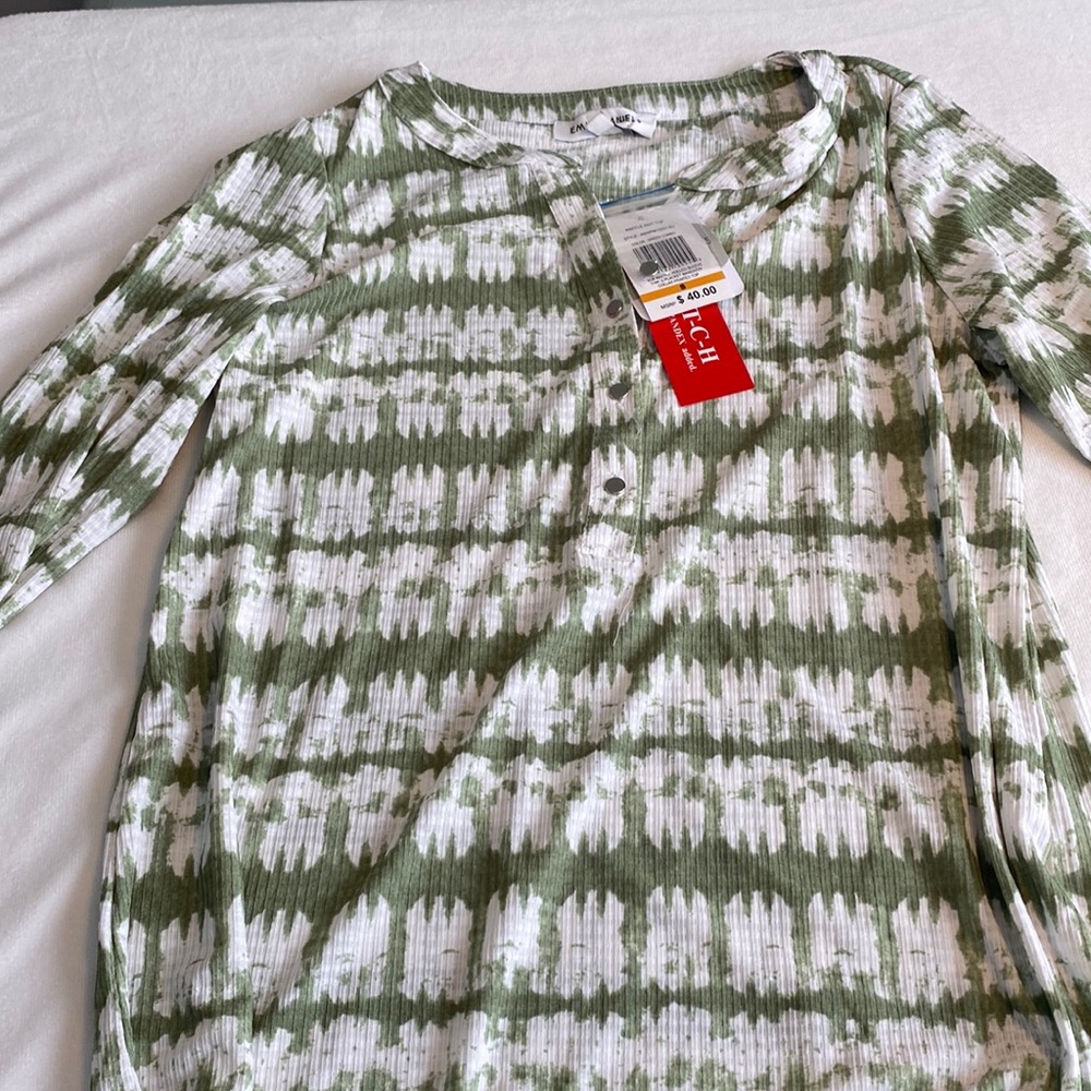 Emily Daniels Waffle Knit Top Green Size Small